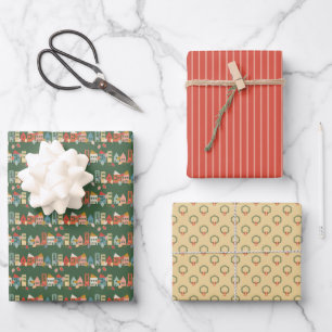Vintage Holiday Wrapping Paper Sheet