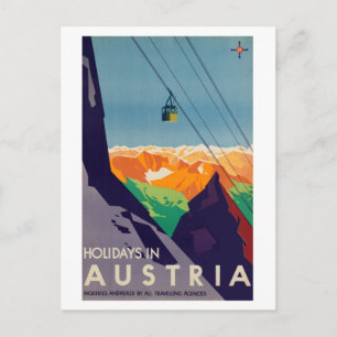 Vintage Holidays in Austria Gondola Lift Alps Postcard