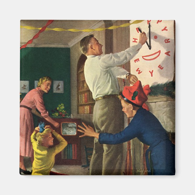 Vintage Holidays, Midnight on New Year's Eve Magnet (Front)