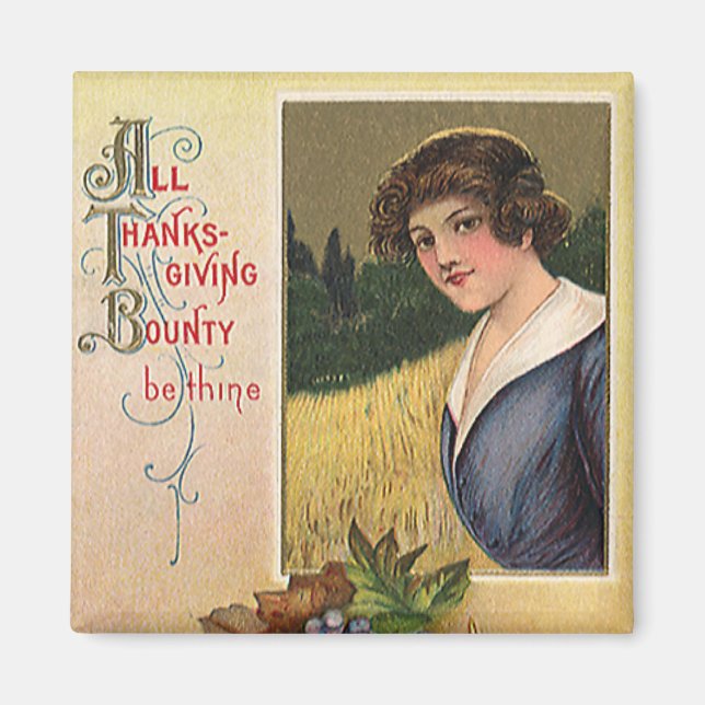 Vintage Holidys, Thanksgiving, Harvest and Pilgrim Magnet (Front)