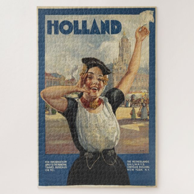 Vintage Holland Air Travel Illustration Jigsaw Puzzle (Vertical)