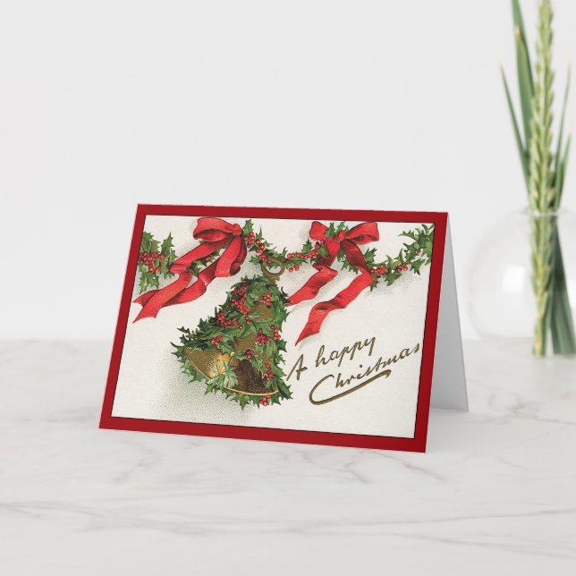 Vintage Holly Bell - Christmas Card (Front)