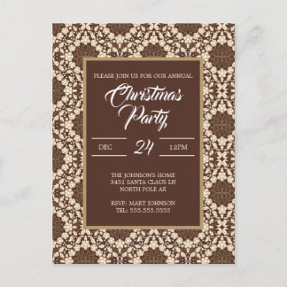 Vintage Holly, Berries & Flowers in cream & brown Holiday Postcard