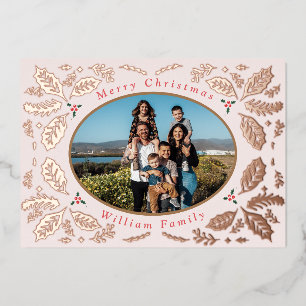 Vintage Holly Berries Wishes Christmas Beige