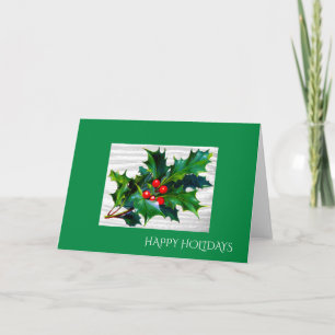 Vintage Holly Berry Christmas Holiday Card