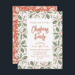 Vintage Holly Berry Christmas Party Red and Green Invitation<br><div class="desc">Featuring our whimsical hand-drawn holly berry foliage that frames your party details in modern type. All fonts and colours are editable so you can create the invitation that best suits your style and vision.</div>