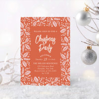Vintage Holly Berry Christmas Party Red