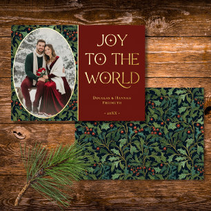 Vintage Holly Berry Red Joy to World Christmas