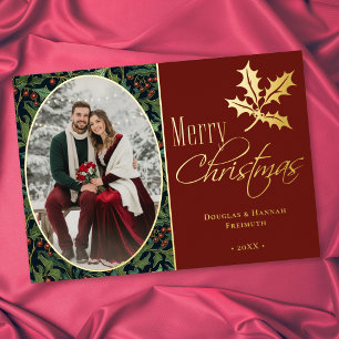 Vintage Holly Berry Red Merry Christmas