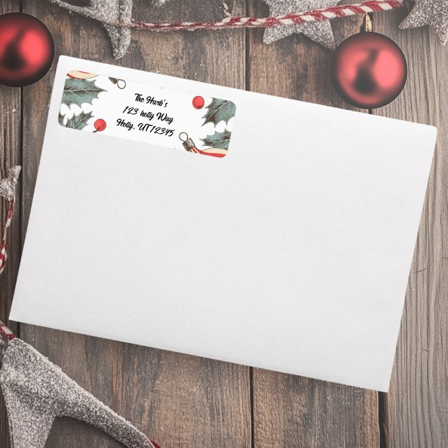 Vintage Holly Christmas  (Vintage holly Return Address Labels)
