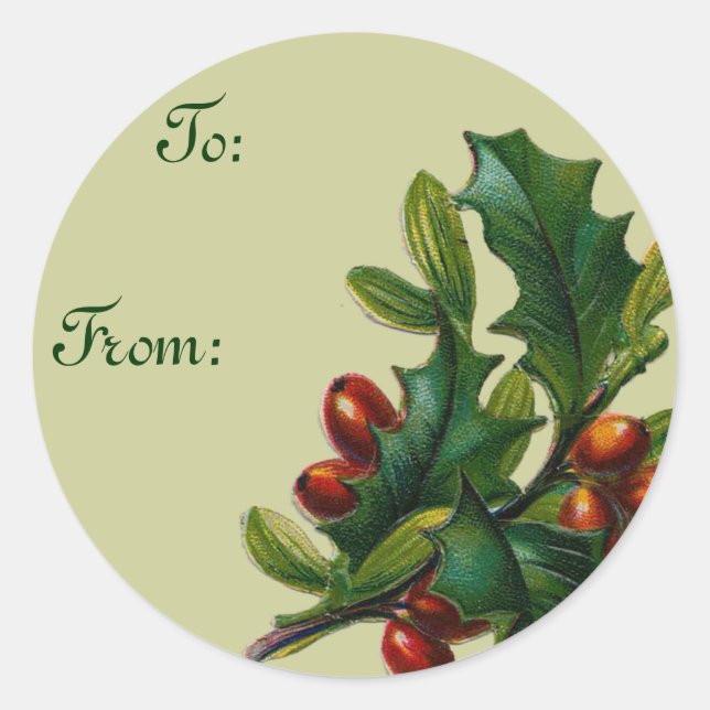 Vintage Holly Christmas Gift tags (Front)
