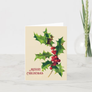 Vintage Holly Christmas Greeting card
