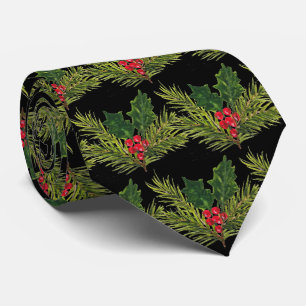 Vintage Holly Christmas Vintage Favours Red Festiv Tie