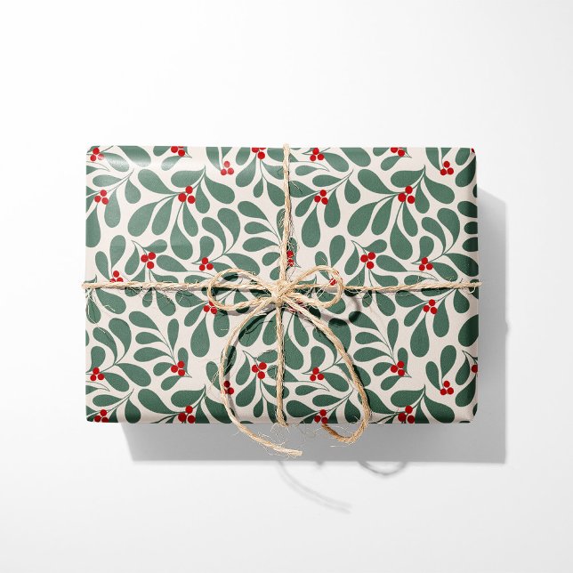 Vintage Holly Christmas Wrapping Paper - Beige (Creator Uploaded)