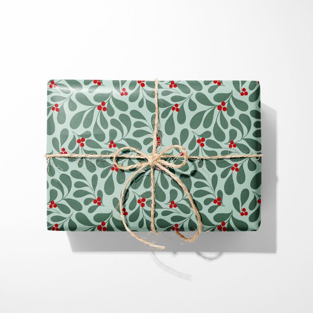 Vintage Holly Christmas Wrapping Paper - Mint (Creator Uploaded)