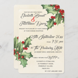 Vintage Holly Evening Invitation