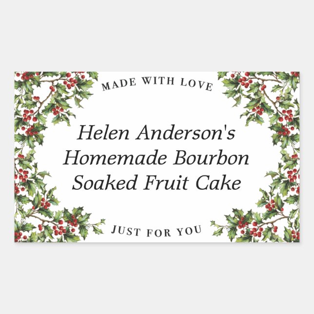 Vintage Holly Frame Custom Christmas Gift Label (Front)