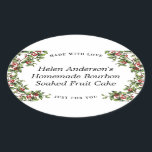 Vintage Holly Frame Oval Christmas Gift Label<br><div class="desc">The classic Christmas motif of holly puts a cheerful spin on this oval,  customised food gift label and frames your personalised text with holiday cheer. Give the gift of food that is handmade with love this season and wrap it in butcher paper,  twine and finished with this pretty sticker.</div>