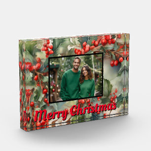 Vintage Holly Leaves Holly berries Photo Block