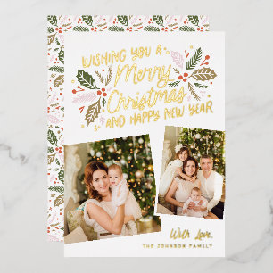 Vintage Holly Tilted Snapshot 2 Photo Christmas