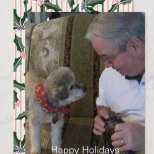 Vintage Holly with Single Photo Holiday Card