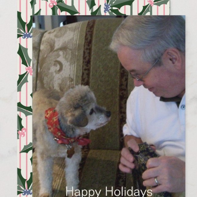 Vintage Holly with Single Photo Holiday Card (Creator Uploaded)