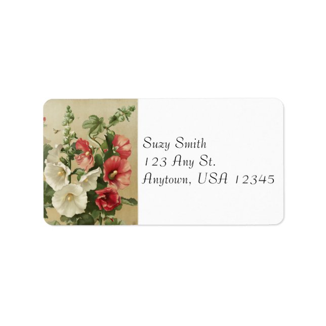 Vintage Hollyhocks Address Labels (Front)