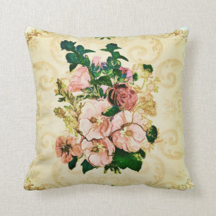 Vintage Hollyhocks Cushion