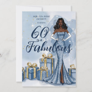 Vintage Hollywood Blue Glitter Birthday TMF26 Invitation