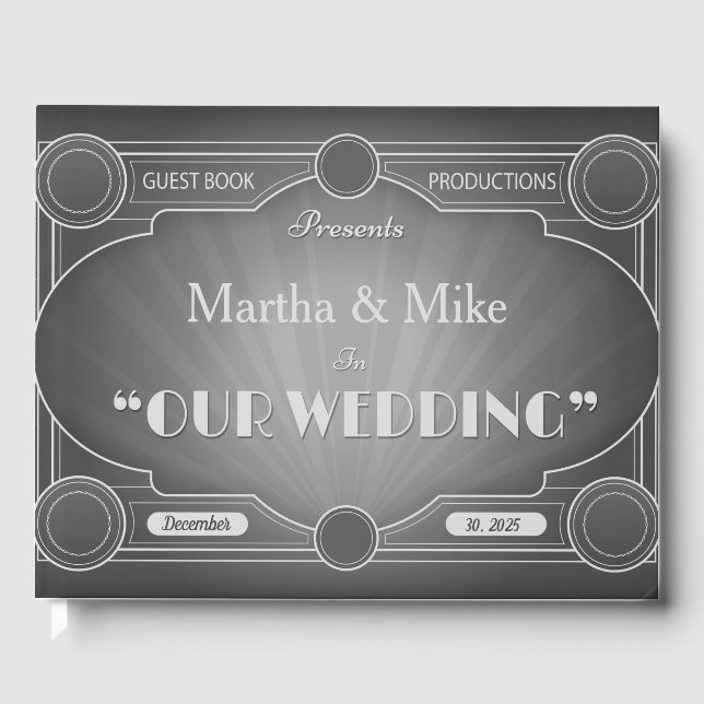 Vintage Hollywood Movie Title Wedding Guest Book (Front)