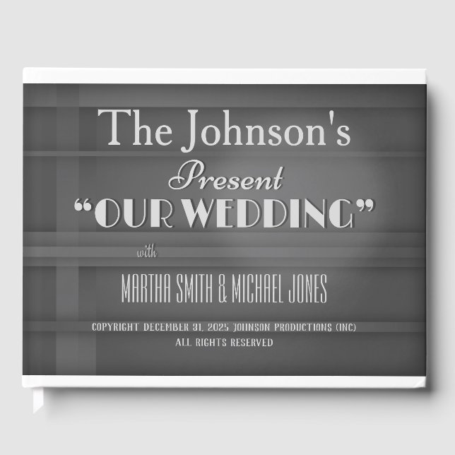 Vintage Hollywood Movie Title Wedding Guest Book (Front)