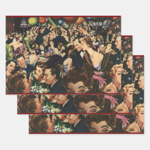 Vintage Hollywood Theme Fancy Party with Balloons Wrapping Paper Sheet