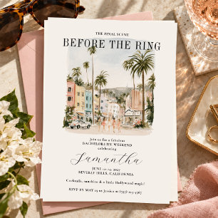 Vintage Hollywood Watercolor Bachelorette Party Invitation