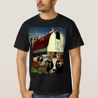 Vintage Holstein Milk Cows on Dairy Farm Business T-Shirt
