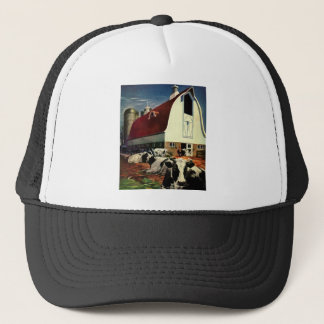 Vintage Holstein Milk Cows on Dairy Farm Business Trucker Hat