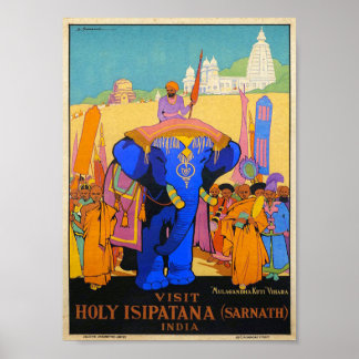 Vintage Holy Isipatana India Dorothy Newsom Travel Poster