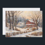 Vintage Home Snow Forest Winter Merry Christmas Holiday Card<br><div class="desc">Vintage Christmas holiday greeting card with a painting of an old red house sitting alone in the middle of a snow-covered forest in winter. Personalised on the back with your message and name. Contact me for assistance with your customisation or to request additional matching or coordinating Zazzle products.</div>
