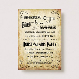 Vintage "Home Sweet Home" Housewarming Invitations