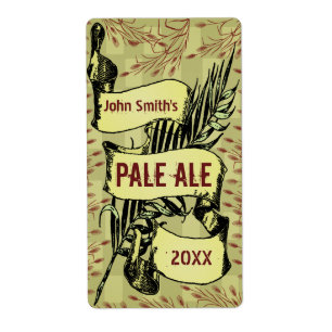 Vintage HomeBrewed Beer Label Scroll Gold-Red