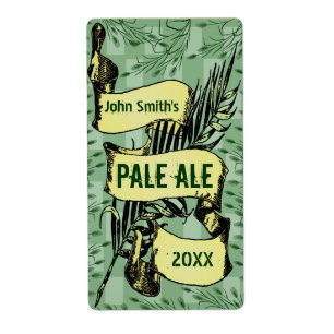 Vintage HomeBrewed Beer Label Scroll Green