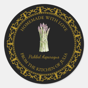 Vintage Homemade Asparagus Pickle Label l Black