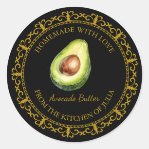 Vintage Homemade Avocado Butter Label l Black