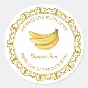 Vintage Homemade Banana Jam Label l White
