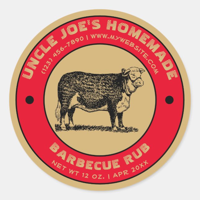 Vintage Homemade Barbecue Rub Label Template (Front)