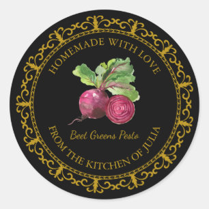 Vintage Homemade Beet Green Pesto Label l Black