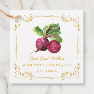 Vintage Homemade Beet Root Pickle Square Hang Tag