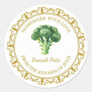 Vintage Homemade Broccoli Pesto Label l White