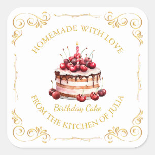 Vintage Homemade Cake Square Label