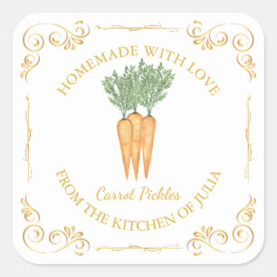 Vintage Homemade Carrot Pickle Square Label