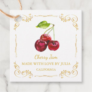Vintage Homemade Cherry Jam Square Hang Tag
